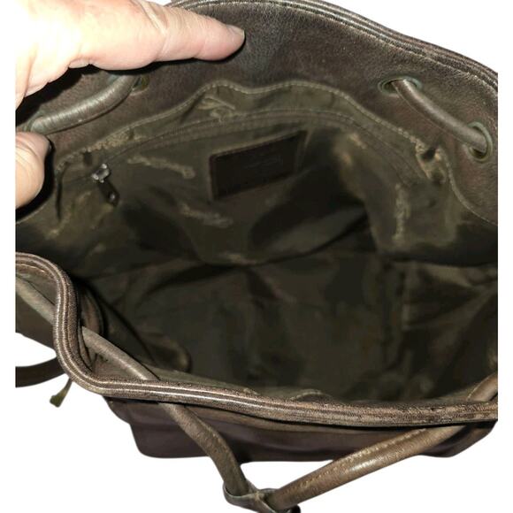 VTG Fossil Drawstring Bucket Shoulder Bag Brown Pebbled Genuine Leather Pockets - Picture 4 of 10